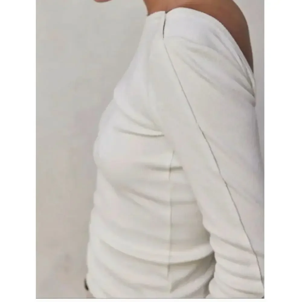 NEW Free People We The Free Unapologetic Long Sleeve Ribbed Tee Ivory White XS
